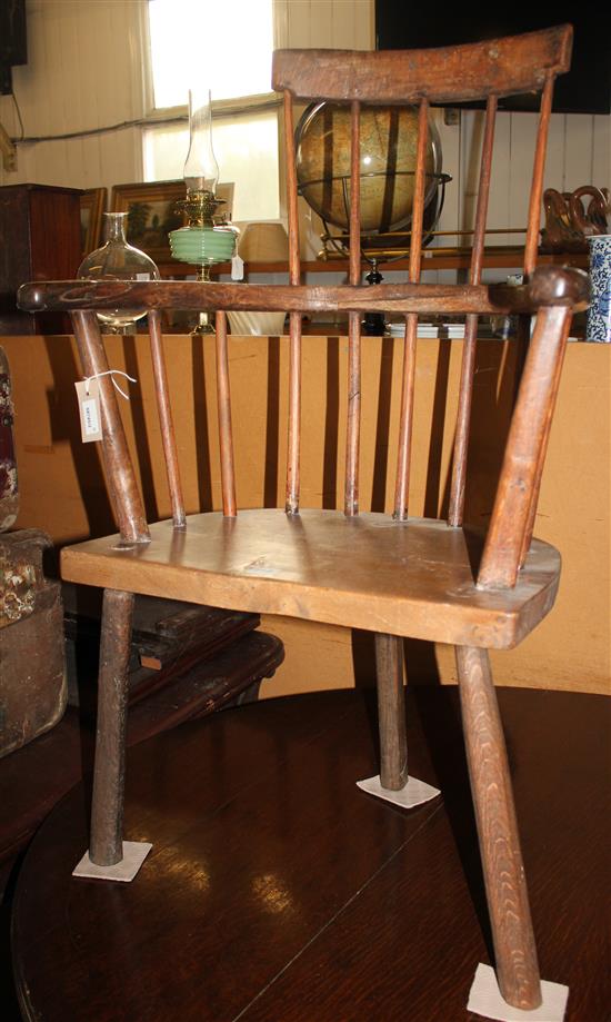 Primitive stickback armchair (with later seat)